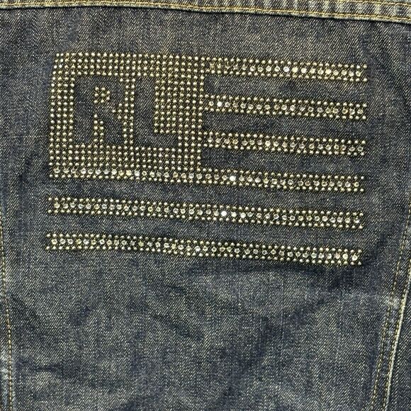 Polo Ralph Lauren Denim Jacket Rhinestone Flag Size Medium - Picture 4 of 12